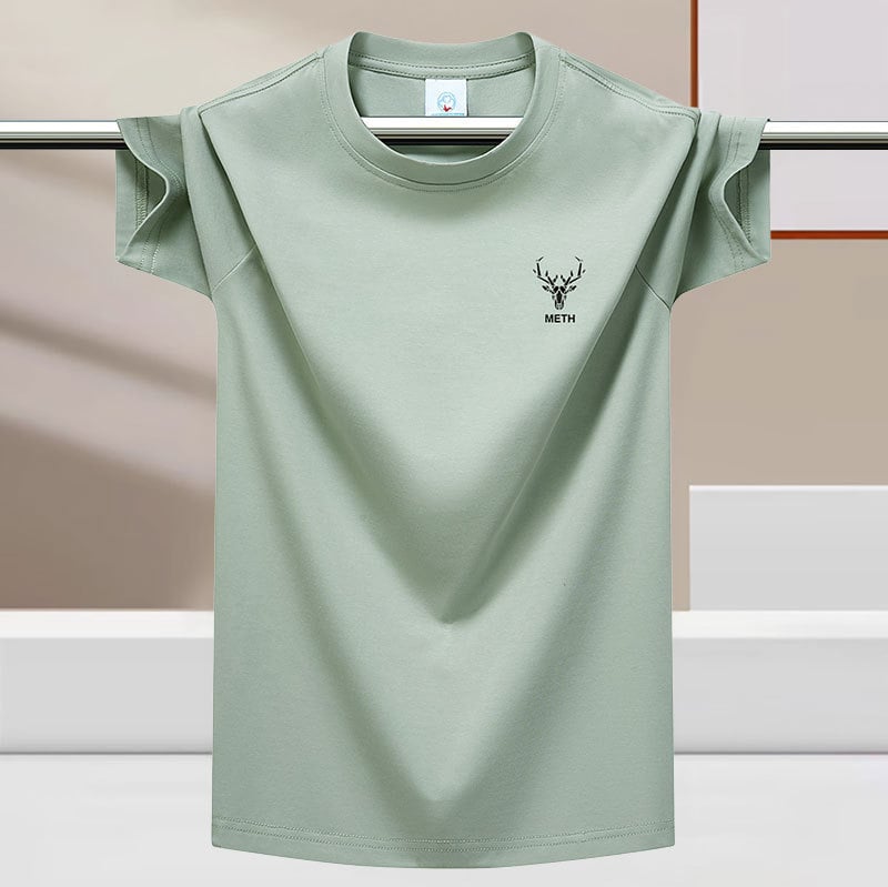 Tricou bărbătește de vară, textură ice-silk, senzație răcoroasă, mânecă scurtă, guler rotund, stil modern, bază cu senzație de bumbac