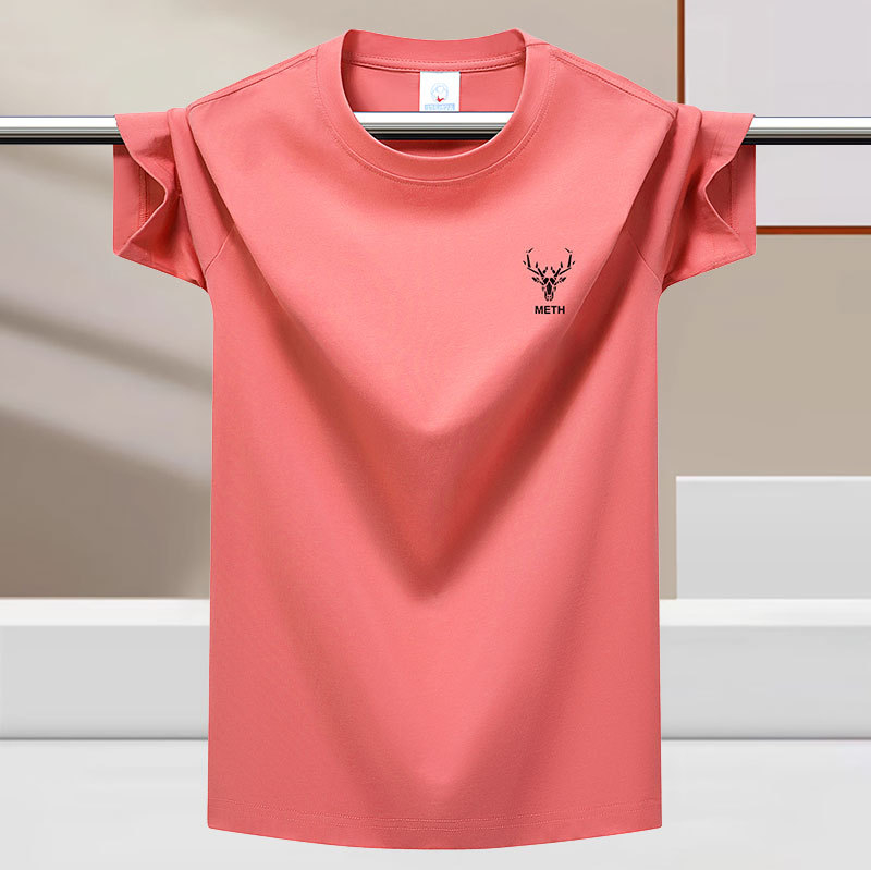 Tricou bărbătește de vară, textură ice-silk, senzație răcoroasă, mânecă scurtă, guler rotund, stil modern, bază cu senzație de bumbac