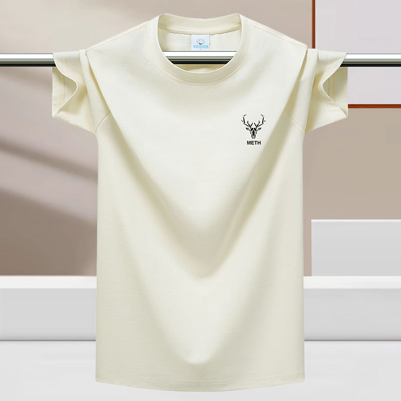 Tricou bărbătește de vară, textură ice-silk, senzație răcoroasă, mânecă scurtă, guler rotund, stil modern, bază cu senzație de bumbac