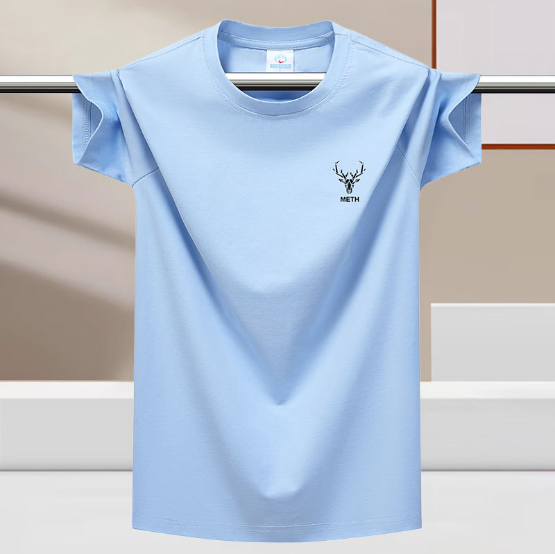 Tricou bărbătește de vară, textură ice-silk, senzație răcoroasă, mânecă scurtă, guler rotund, stil modern, bază cu senzație de bumbac