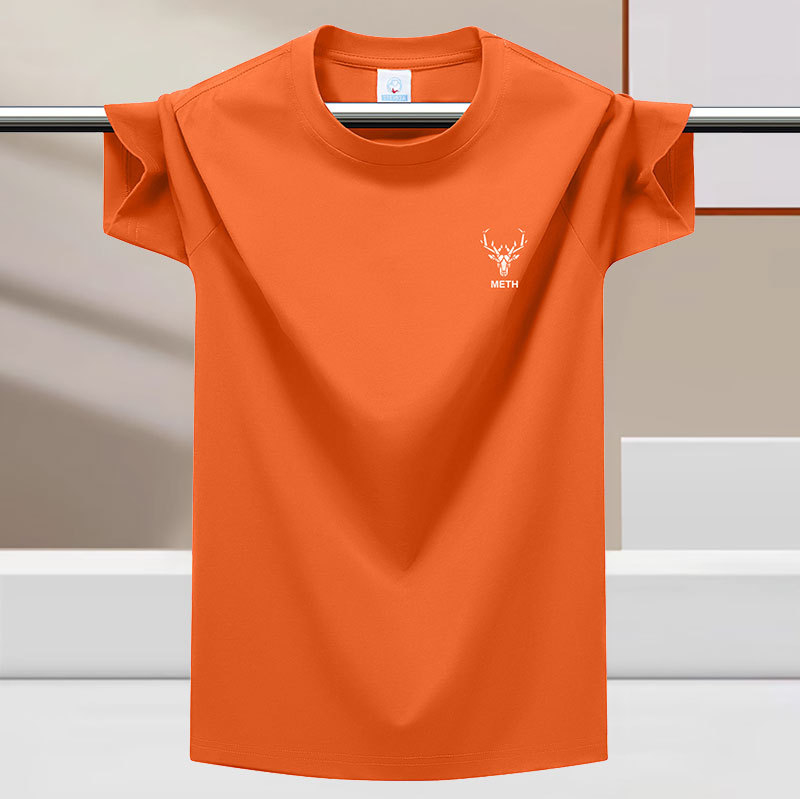 Tricou bărbătește de vară, textură ice-silk, senzație răcoroasă, mânecă scurtă, guler rotund, stil modern, bază cu senzație de bumbac
