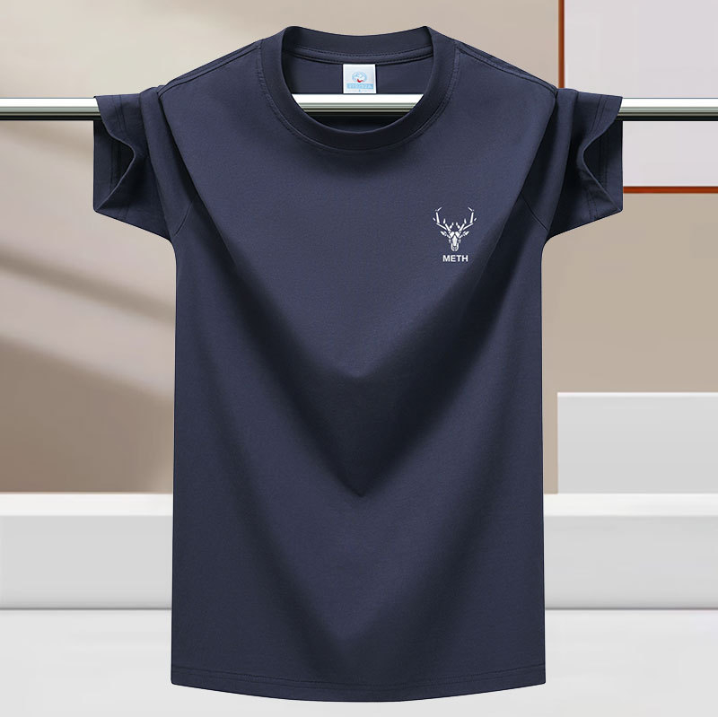 Tricou bărbătește de vară, textură ice-silk, senzație răcoroasă, mânecă scurtă, guler rotund, stil modern, bază cu senzație de bumbac