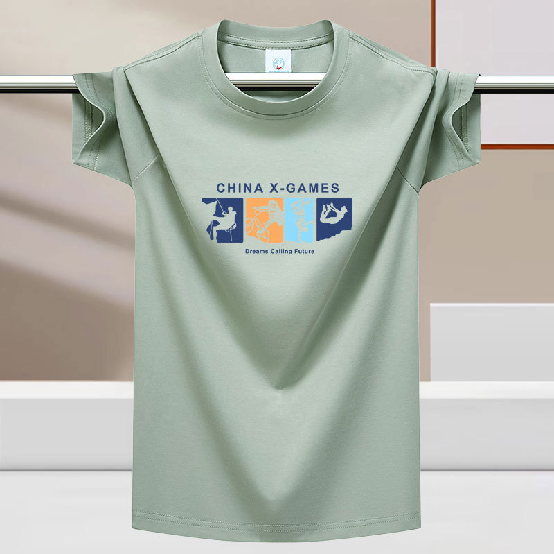 Tricou bărbătește de vară, textură ice-silk, senzație răcoroasă, mânecă scurtă, guler rotund, stil modern, bază cu senzație de bumbac