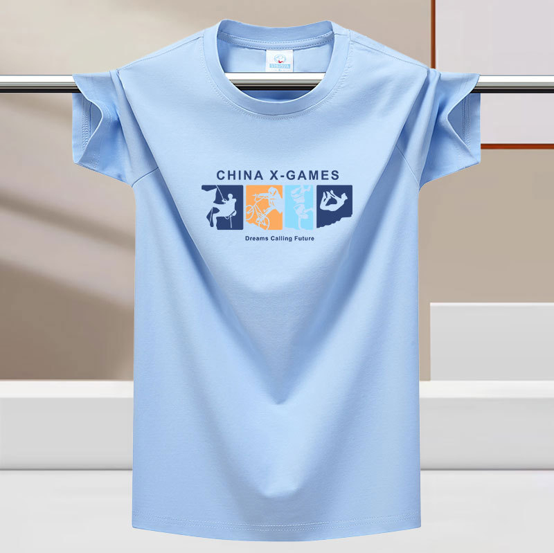 Tricou bărbătește de vară, textură ice-silk, senzație răcoroasă, mânecă scurtă, guler rotund, stil modern, bază cu senzație de bumbac