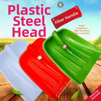 Lopată de zăpadă cu corp din plastic și cap din plastic temperat, design îngroșat, dimensiune mare, mâner din lemn, pliabil, model Q27343