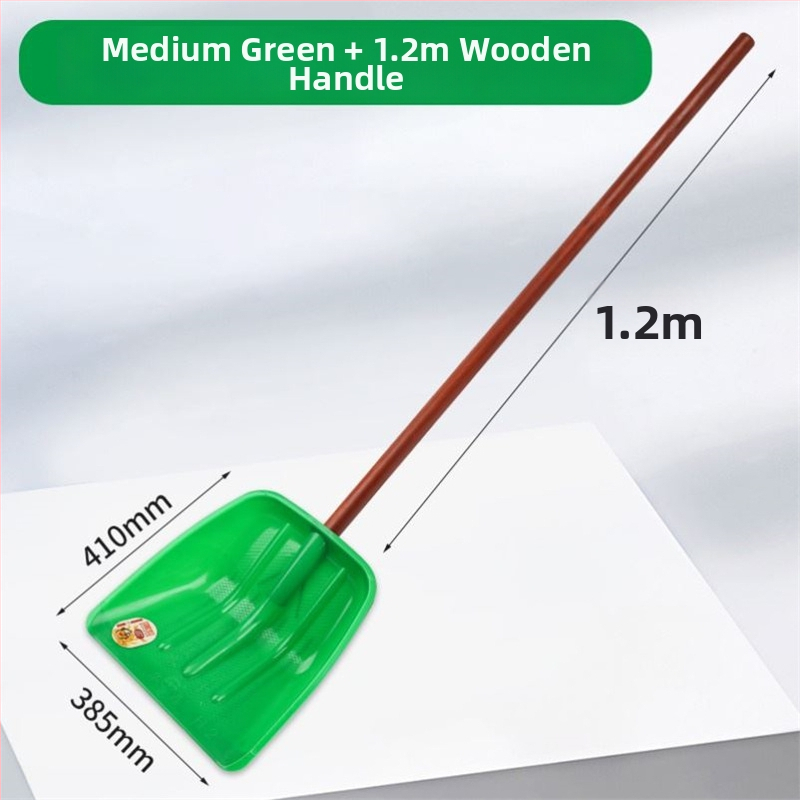 Lopată de zăpadă cu corp din plastic și cap din plastic temperat, design îngroșat, dimensiune mare, mâner din lemn, pliabil, model Q27343