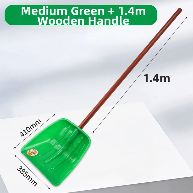 Lopată de zăpadă cu corp din plastic și cap din plastic temperat, design îngroșat, dimensiune mare, mâner din lemn, pliabil, model Q27343
