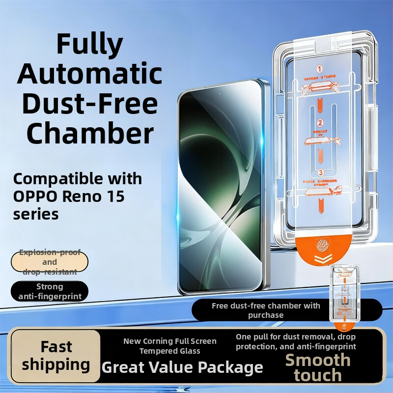 Protecție ecran din sticlă temperată pentru Oppo Reno 15 și Reno 15 Pro – acoperire completă, rezistent la cădere, ultra Transparent, instalare fără praf