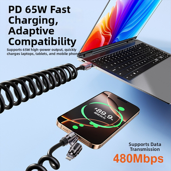 Cablu USB-C de date retractabil, încărcare rapidă, pentru Apple iPhone 15/17 și Huawei, încărcare în mașină