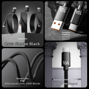 Cablu de date din nylon cu USB-C, încărcare rapidă, pentru Huawei, Honor, Xiaomi, OPPO, Vivo și iPad
