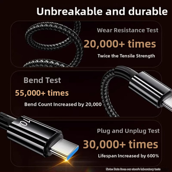 Cablu de date din nylon cu USB-C, încărcare rapidă, pentru Huawei, Honor, Xiaomi, OPPO, Vivo și iPad