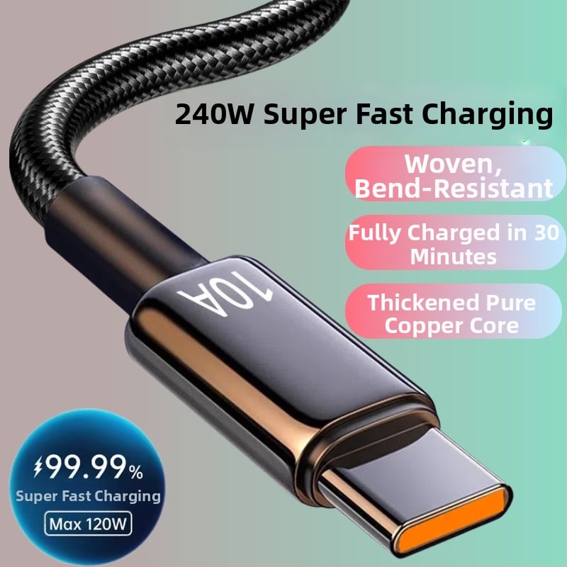 Cablu de date din nylon cu USB-C, încărcare rapidă, pentru Huawei, Honor, Xiaomi, OPPO, Vivo și iPad