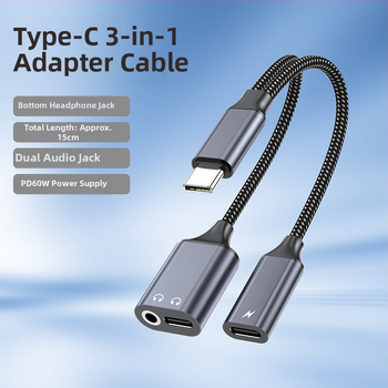 Adaptor audio Type-C la 3,5 mm cu port de încărcare, două funcții într-unul, pentru telefoane și tablete Android