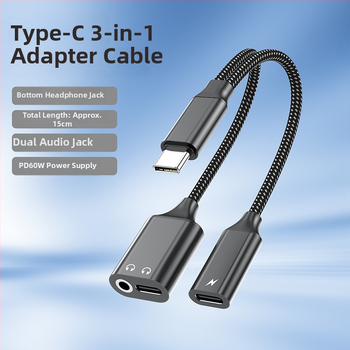 Adaptor audio Type-C la 3,5 mm cu port de încărcare, două funcții într-unul, pentru telefoane și tablete Android