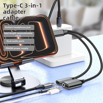 Adaptor audio Type-C la 3,5 mm cu port de încărcare, două funcții într-unul, pentru telefoane și tablete Android