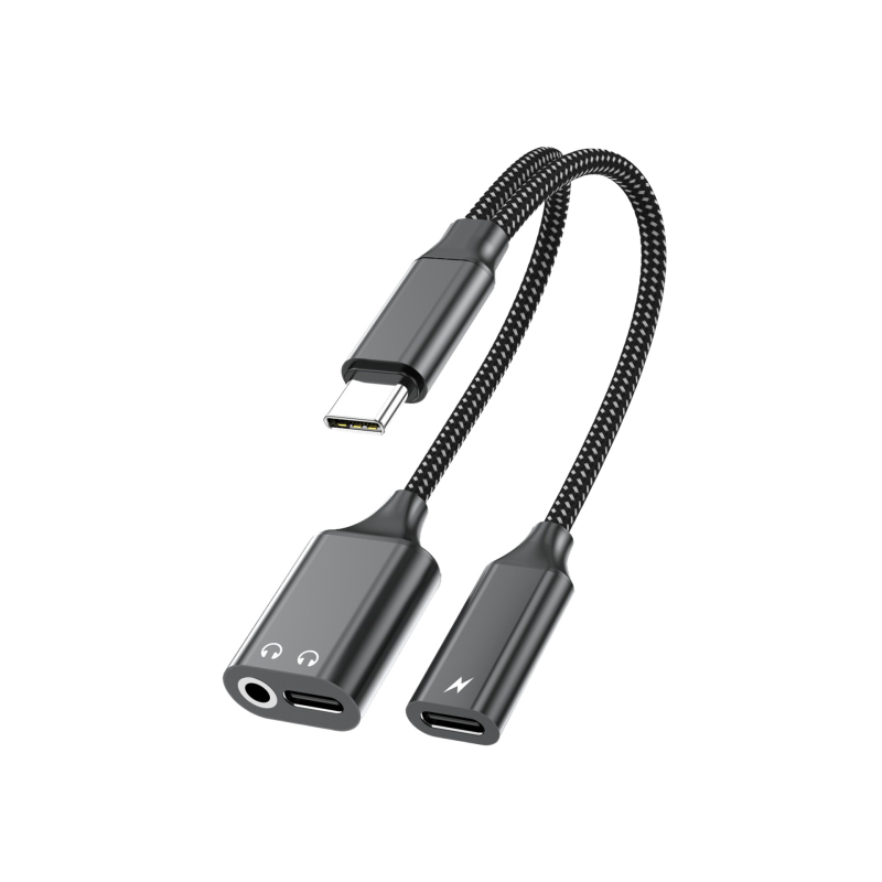 Adaptor audio Type-C la 3,5 mm cu port de încărcare, două funcții într-unul, pentru telefoane și tablete Android