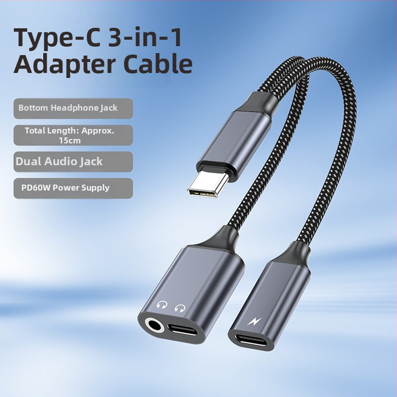 Adaptor audio Type-C la 3,5 mm cu port de încărcare, două funcții într-unul, pentru telefoane și tablete Android