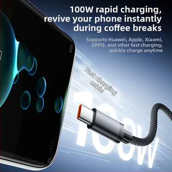 Cablu de date cu LED de respirație, unu la doi, 2 în 1, USB Type-C 6A, compatibil cu Huawei și iPhone 17