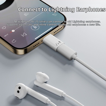 Adaptor Type-C către Lightning pentru iPhone 15/16/17 cu mufă audio feminină
