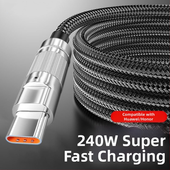 Cablu USB-C împletit pentru încărcare rapidă de 120W și transfer de date, compatibil cu Huawei, VIVO, Honor, Xiaomi și OPPO