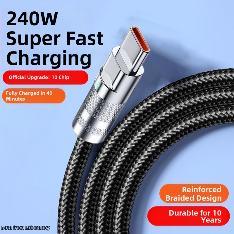 Cablu USB-C împletit pentru încărcare rapidă de 120W și transfer de date, compatibil cu Huawei, VIVO, Honor, Xiaomi și OPPO