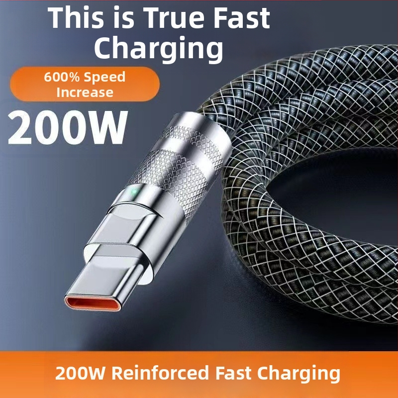 Cablu USB-C împletit pentru încărcare rapidă de 120W și transfer de date, compatibil cu Huawei, VIVO, Honor, Xiaomi și OPPO