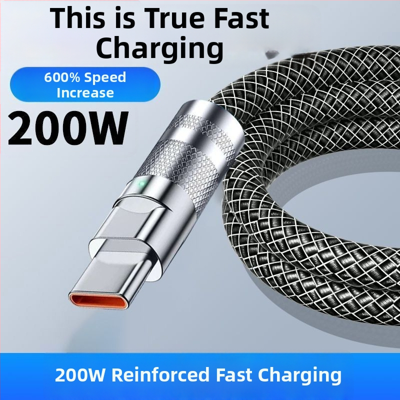 Cablu USB-C împletit pentru încărcare rapidă de 120W și transfer de date, compatibil cu Huawei, VIVO, Honor, Xiaomi și OPPO