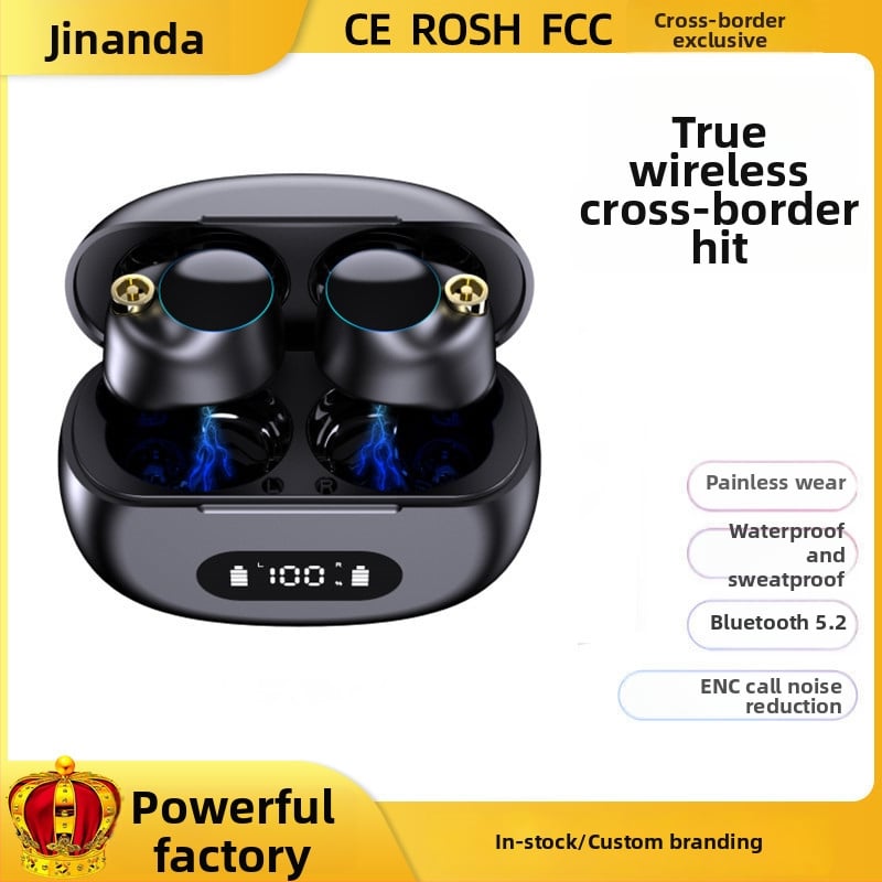 YYK-590 Căști Bluetooth True Wireless, Design semi-in-ear, TWS, Reducere zgomot pentru apeluri, Latență scăzută pentru jocuri, IPX7