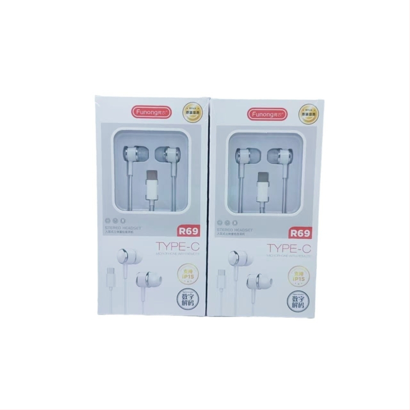 Fennong R69 Type-C căști intra-aurale cu fir, cu control inline, pentru telefoane mobile și karaoke