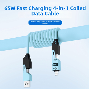 65W cablu auto de încărcare retractabil, cu două ieșiri – Lightning și USB-C, 1,5 m, încărcare rapidă