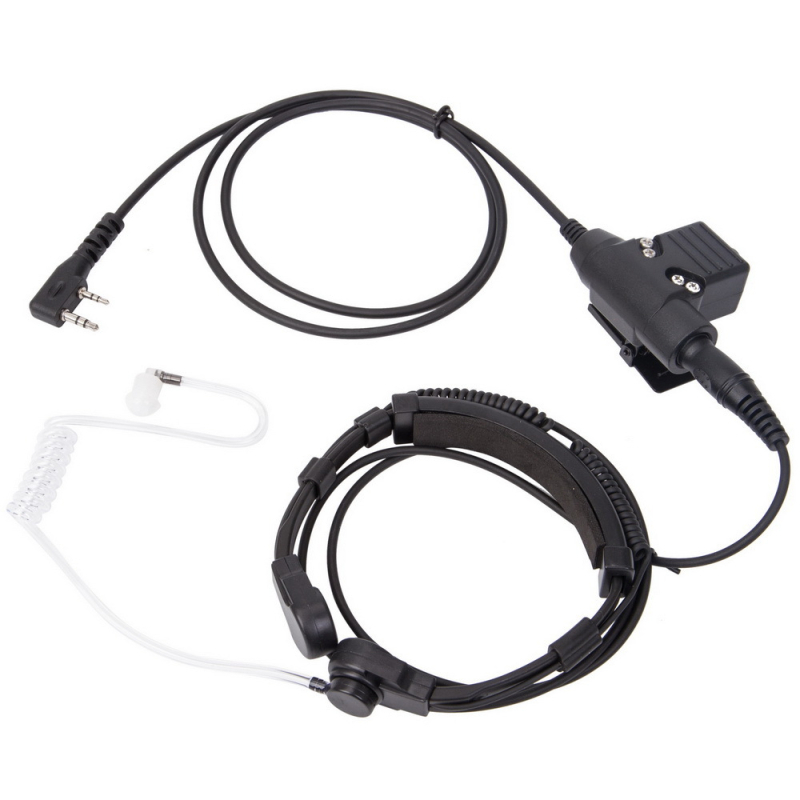 Căști tactice pentru walkie-talkie, cu control telescopic al gâtului de 7,1 mm, cu conector K U94 PTT, compatibile cu Baofeng UV-5R 888