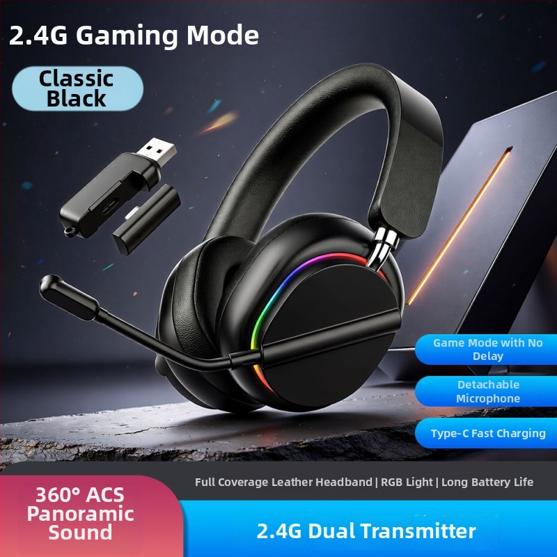 Delta headset de gaming wireless, fără întârziere, Bluetooth și 2,4 GHz, compatibil cu telefoane și PC, over-ear, esports