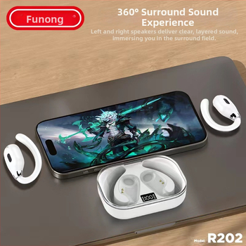 Fennong 2024 Căști Bluetooth fără fir cu suport pentru urechi, reducere inteligentă a zgomotului la apeluri, confortabile, compatibile Android și iOS
