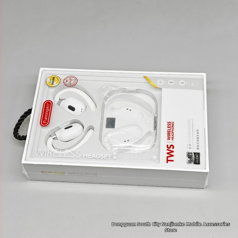 Fennong 2024 Căști Bluetooth fără fir cu suport pentru urechi, reducere inteligentă a zgomotului la apeluri, confortabile, compatibile Android și iOS