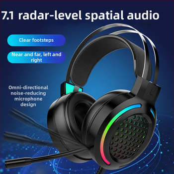 Căști de gaming USB RGB cu microfon, sunet surround 7.1, cablate