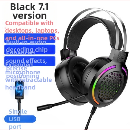 Căști de gaming USB RGB cu microfon, sunet surround 7.1, cablate