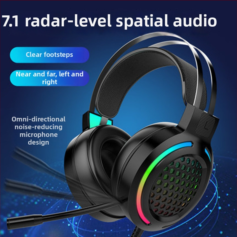 Herné slúchadlá RGB USB s mikrofónom, 7.1 priestorový zvuk, káblové