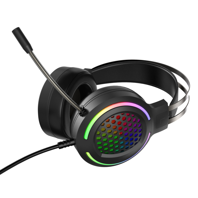 Căști de gaming USB RGB cu microfon, sunet surround 7.1, cablate