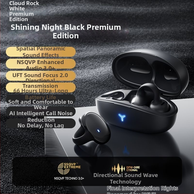 Berlin Sound Cască Bluetooth cu conducere osoasă, clip pentru ureche, wireless, durată lungă a bateriei, nu-in-ear, pentru alergare