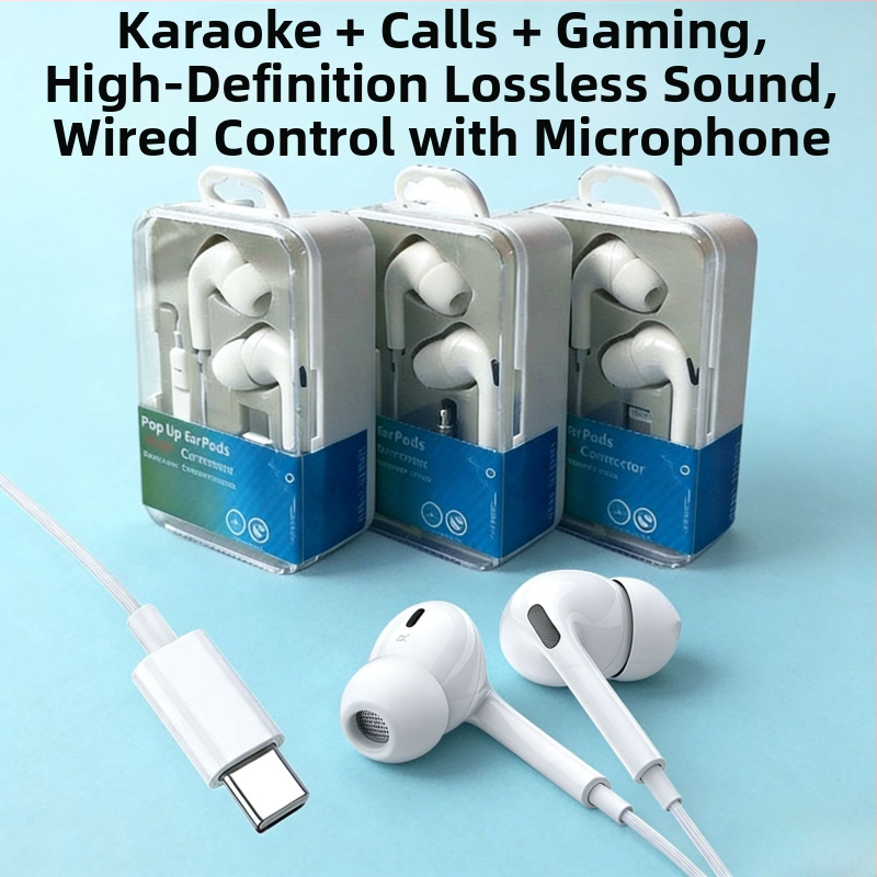 Căști in-ear cu cablu, cip digital Type-C și microfon pentru Huawei/Honor X5 – înregistrare karaoke