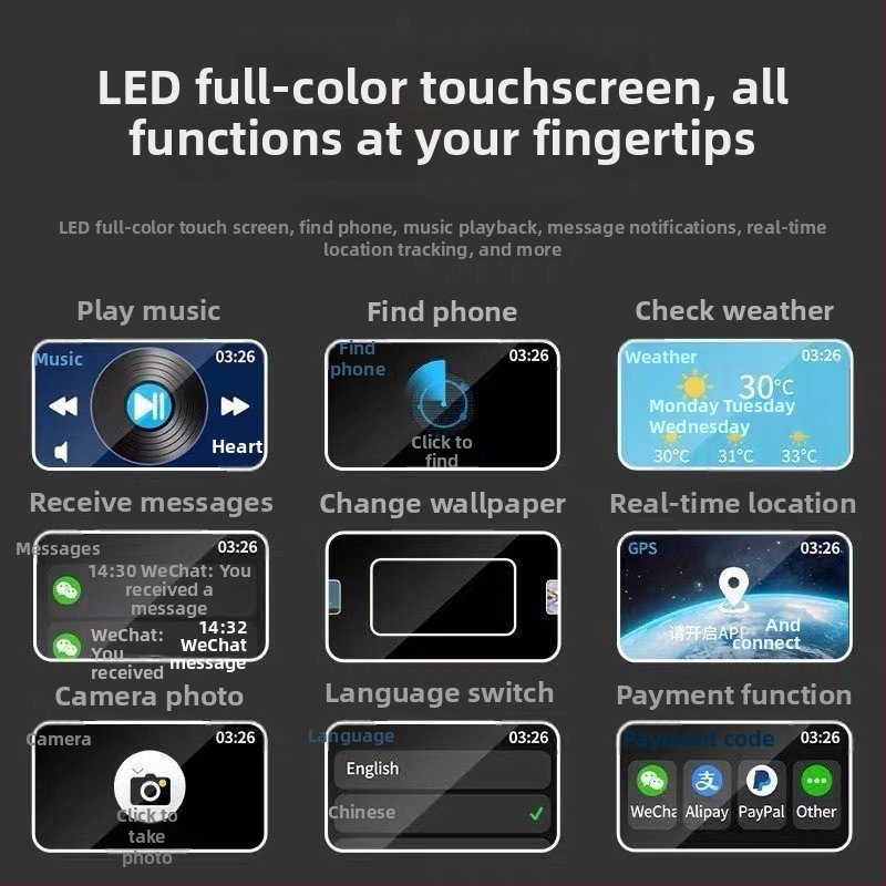 Noul A9Pro căști TWS fără fir cu ecran color, touchscreen, ANC, pentru sport, convorbiri și muzică, Bluetooth 5.4