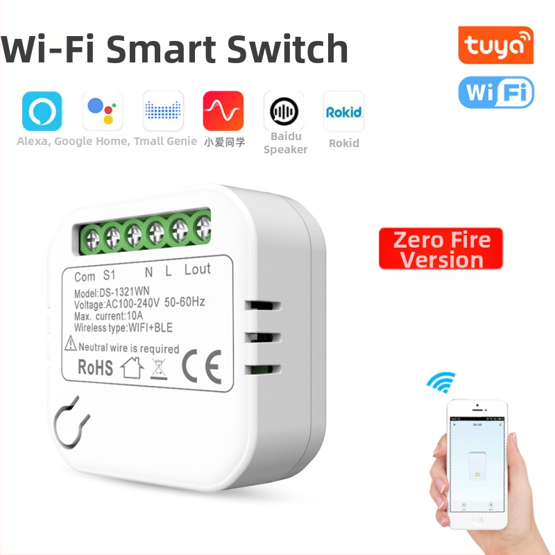 Graffiti Wi‑Fi Comutator Inteligent Dual‑Control, Ascuns, Control de la distanță prin telefon, Întrerupător Mini