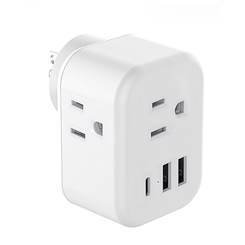 Priză de perete standard SUA, 3 prize, prelungitor multiplu, 5V 2.1A, compact, ETL certificat