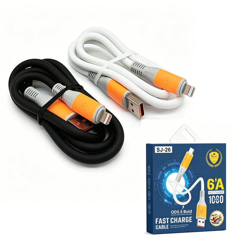 Cablu universal de încărcare cu diametrul conductorului 5,5 mm, conectori Type-C, Lightning și Micro USB – încărcare rapidă, lungime 1–2 m