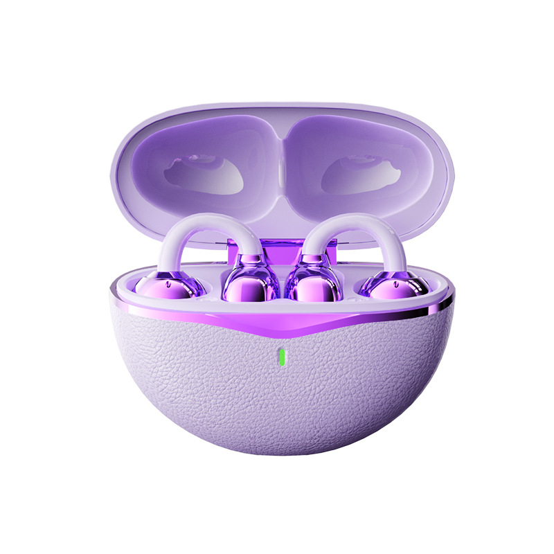 Căști Bluetooth cu clips, model 2025, textură de piele creativă, confort îndelungat, stereo wireless