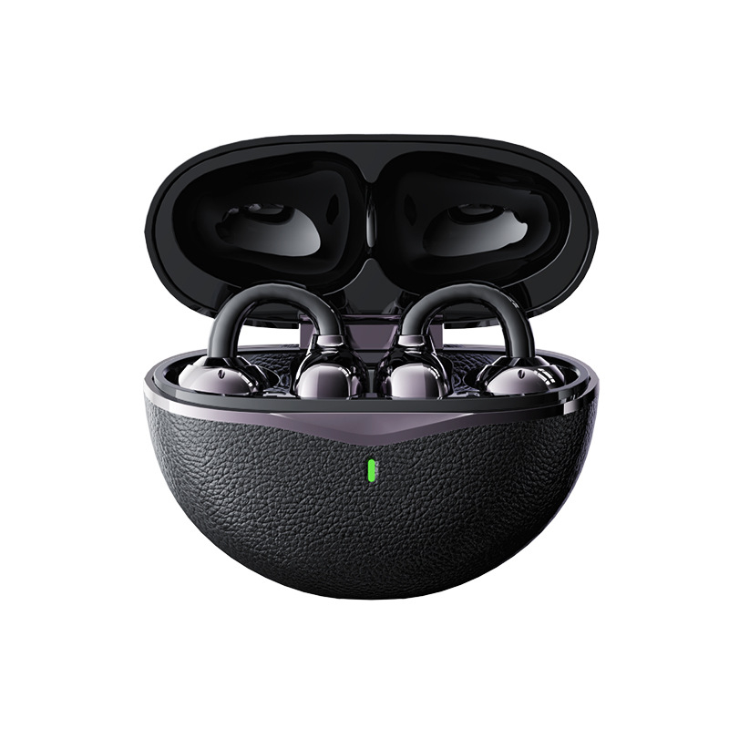 Căști Bluetooth cu clips, model 2025, textură de piele creativă, confort îndelungat, stereo wireless