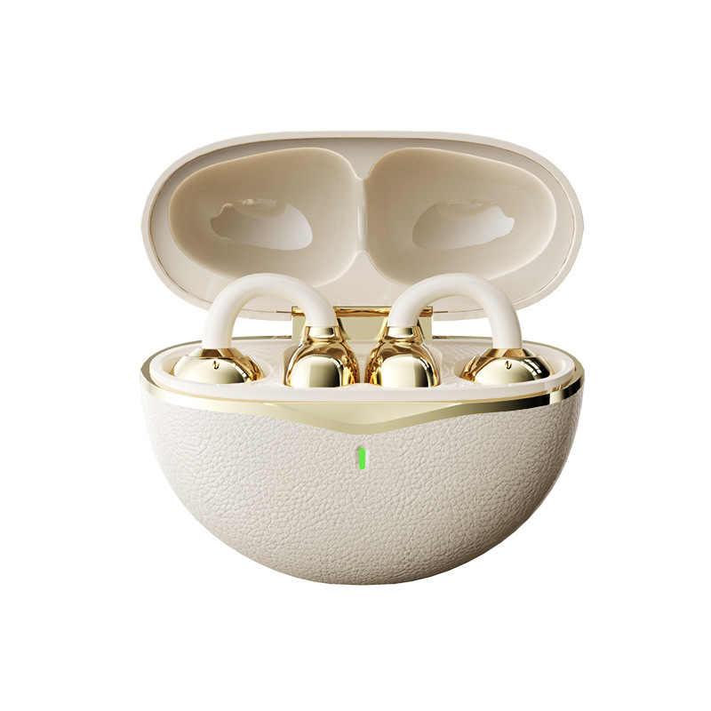 Căști Bluetooth cu clips, model 2025, textură de piele creativă, confort îndelungat, stereo wireless