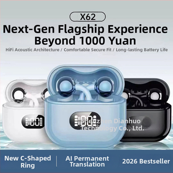 Căști Bluetooth X62 cu clips dublu pentru urechi, FreeClip2, sunet HD și afișaj nivel baterie