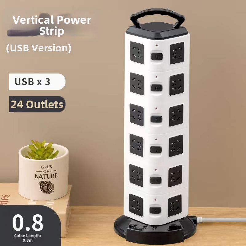 Priză USB verticală inteligentă cu cablu lung, prize multiple pentru biroul de acasă