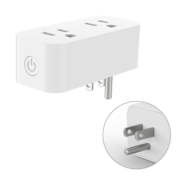 Priză WiFi inteligentă cu două prize, 16A, standard SUA, temporizare și control de la distanță